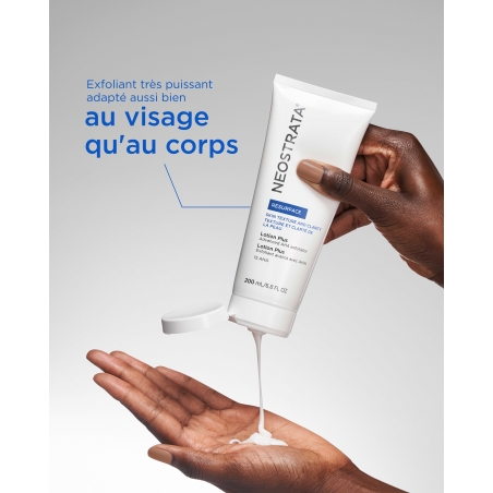 Lotion corps exfoliante pour peaux rugueuses, y compris de type kératose pilaire : Lotion Plus 15% AHA Neostrata
