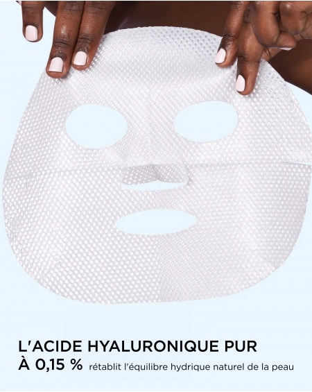 Masque visage à l'acide hyaluronique pour peaux déshydratées : une peau intensément hydratée, d'aspect plus lisse et plus doux